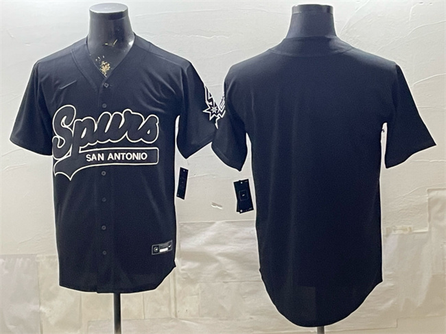 Men's San Antonio Spurs Blank Black Stitched Baseball Jersey Men's San Antonio Spurs Blank Black Stitched Baseball Jersey